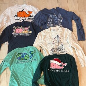 Huge Lot of Six Vineyard Vines Kids Long Sleeve Tees - White, Blue, Green